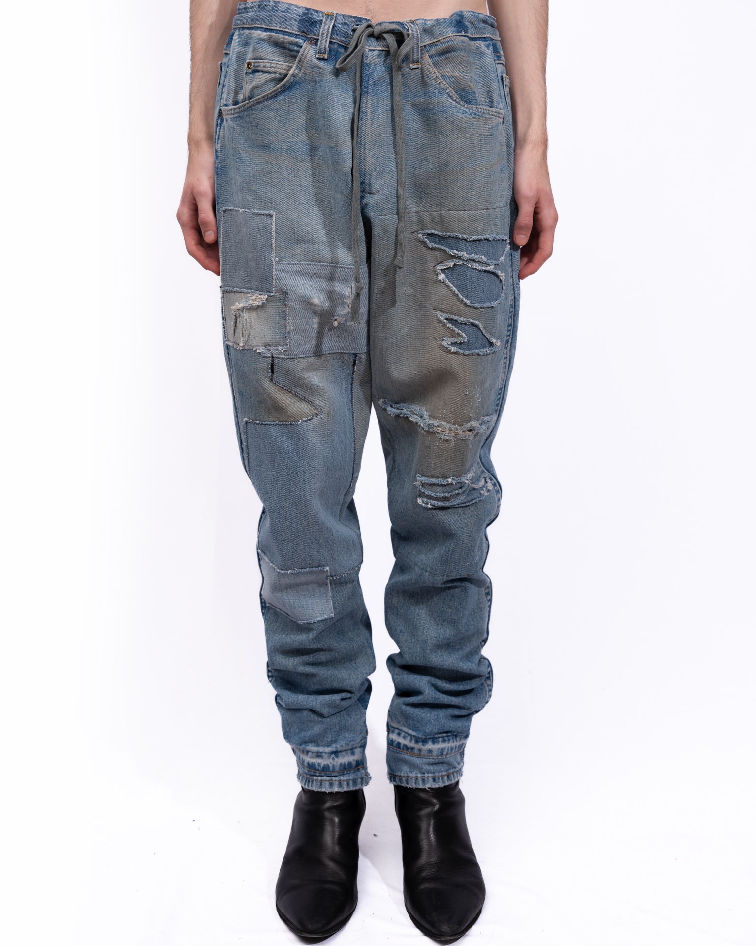 Greg Lauren Patchwork Pants Greg Lauren Military Patchwork Denim Pants