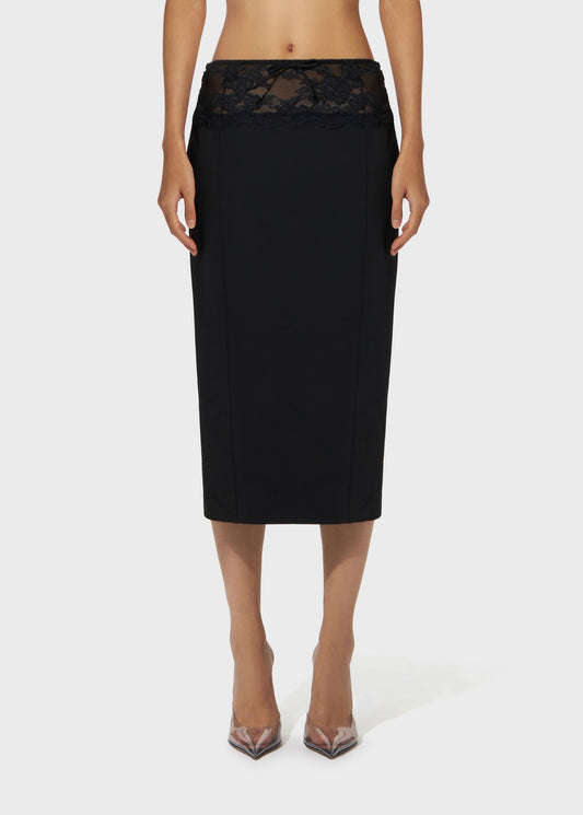 Blumarine midi skirt with lace waist line