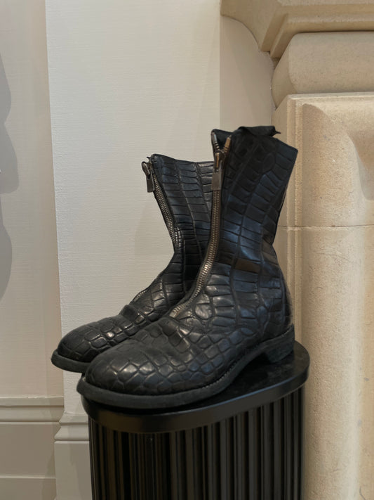 GUIDI 310WZ Front Zip Boots in Crocodile leather