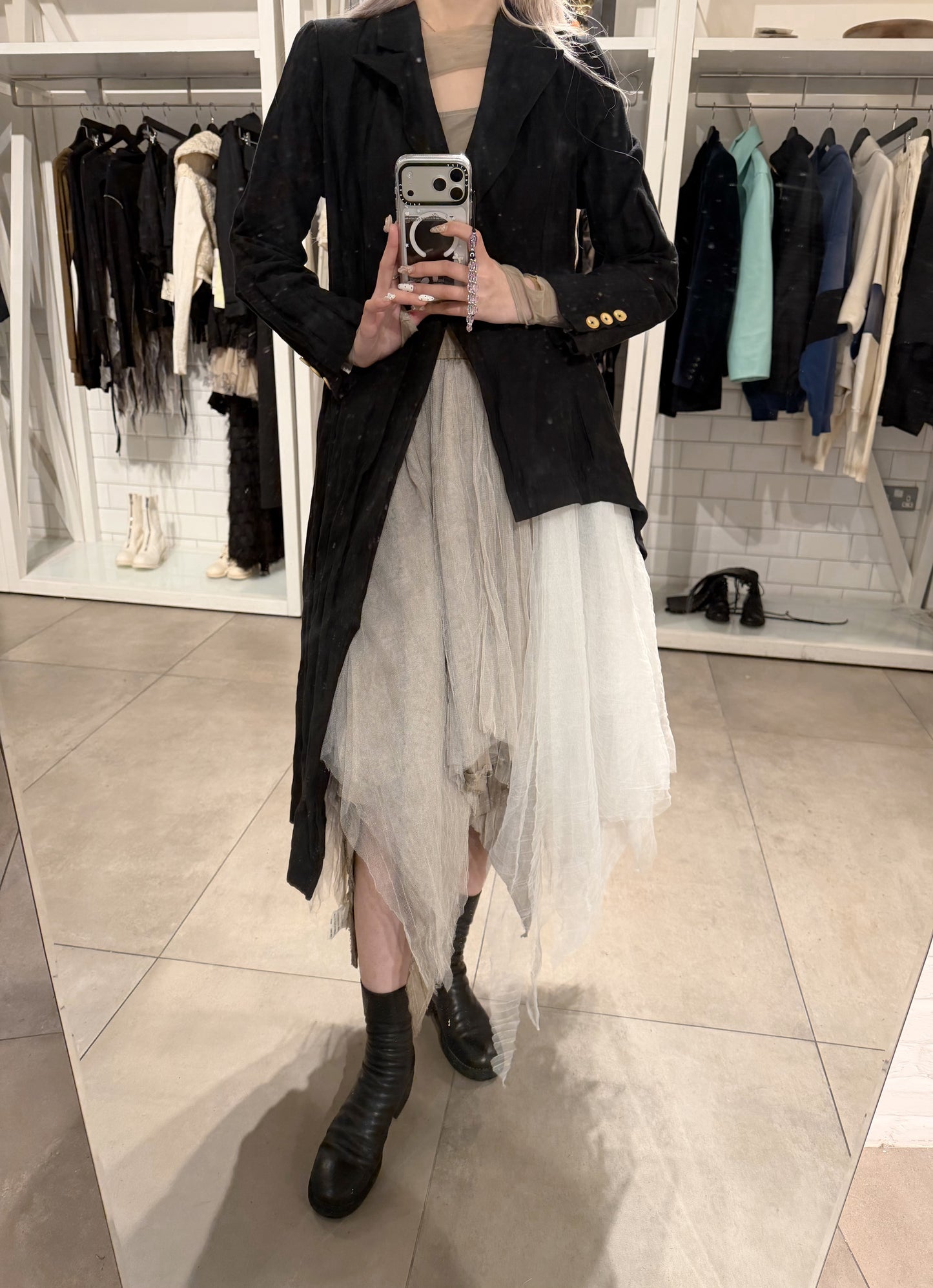 By Cookie H. Uneven jacket with tulle skirt