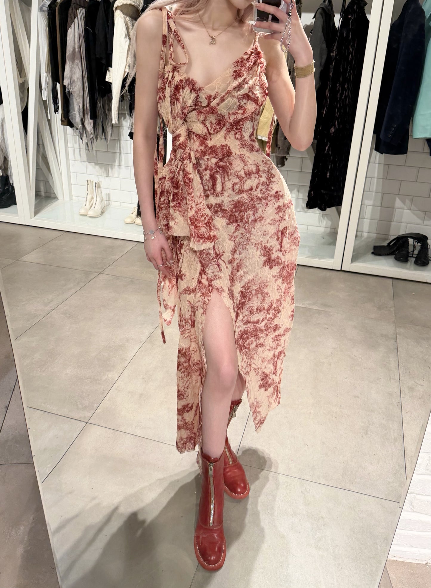 By Cookie H. Red Floral-Detailed Dress