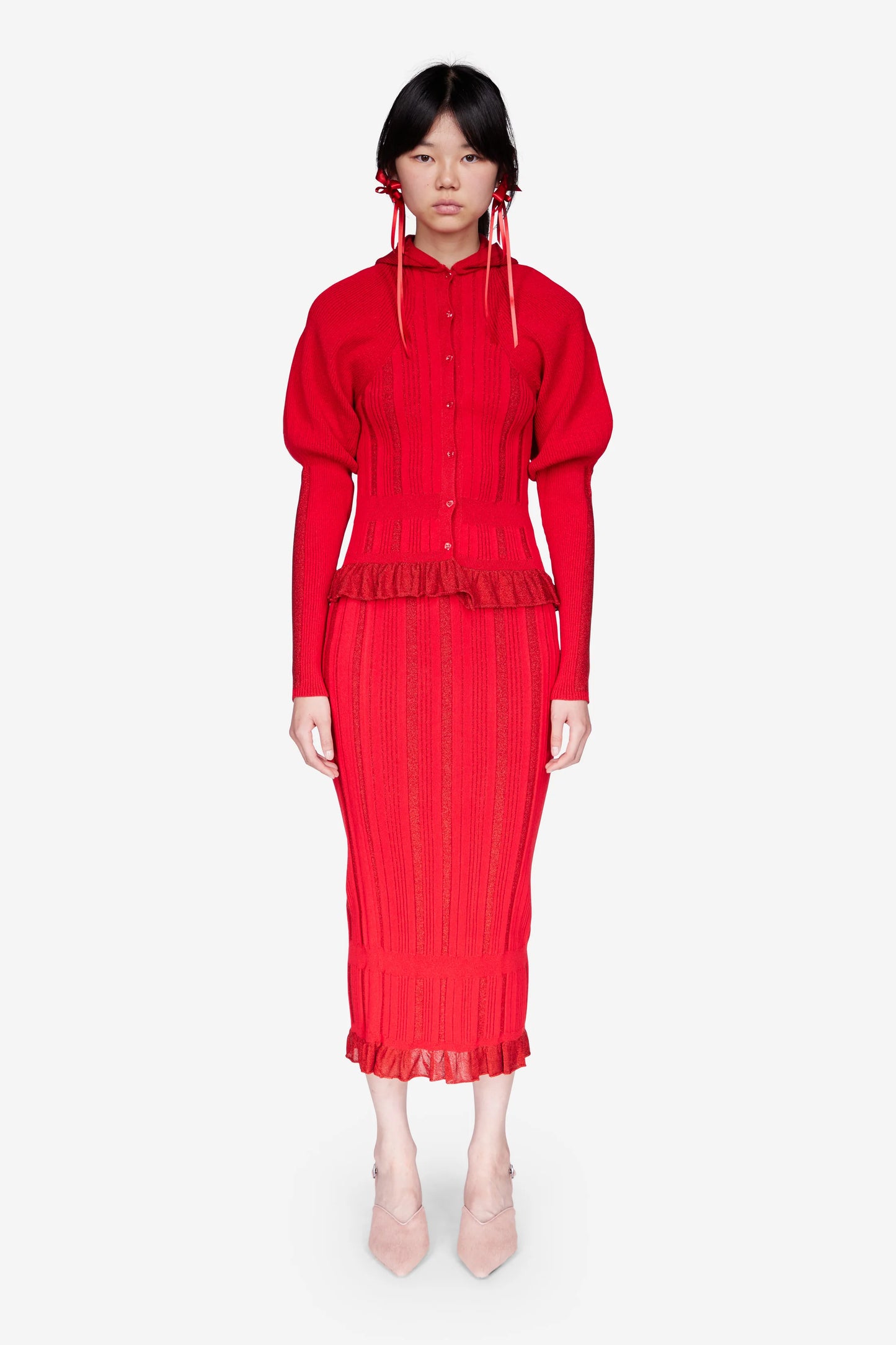 Simone Rocha Hooded Ribbed Cardigan