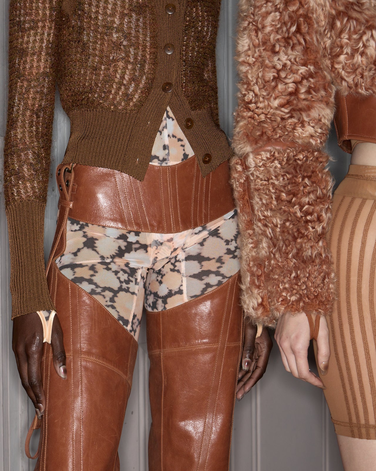 KNWLS Mixed Cardigan With Rib Panelling