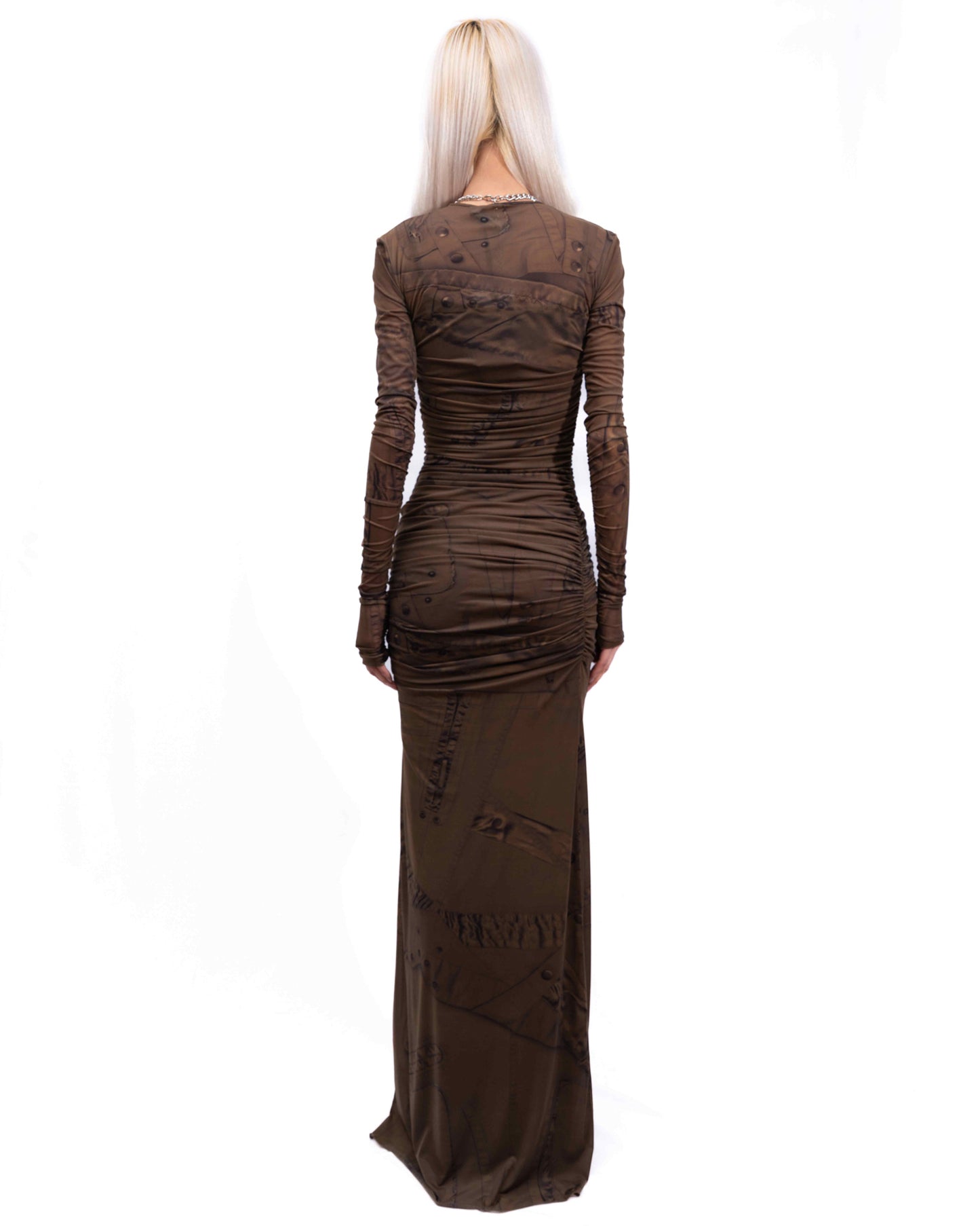 Blumarine - Long Dress In Cargo-patch Print Jersey