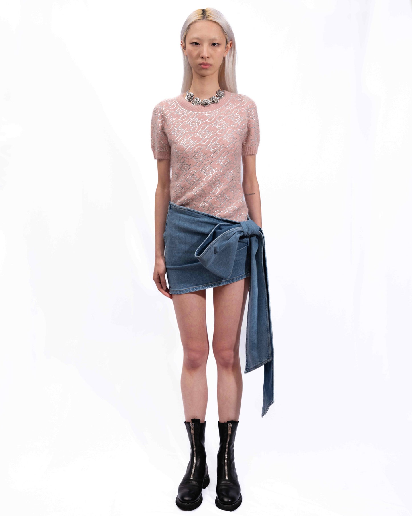 Blumarine - Mini Skirt In Denim With Bow