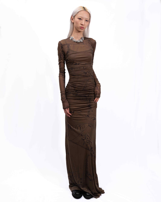 Blumarine - Long Dress In Cargo-patch Print Jersey