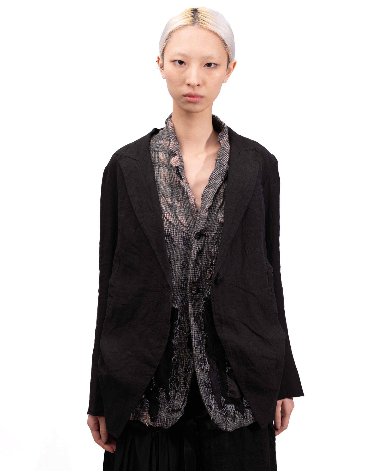 Marc Le Bihan - Black Linen Jacket With An Open Back