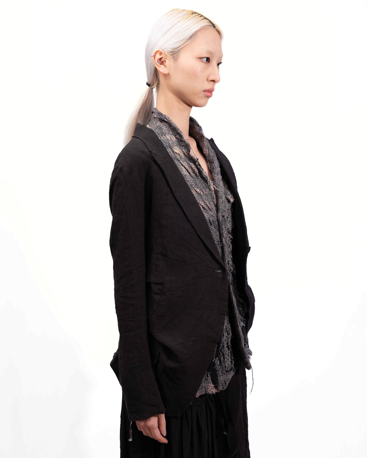 Marc Le Bihan - Black Linen Jacket With An Open Back