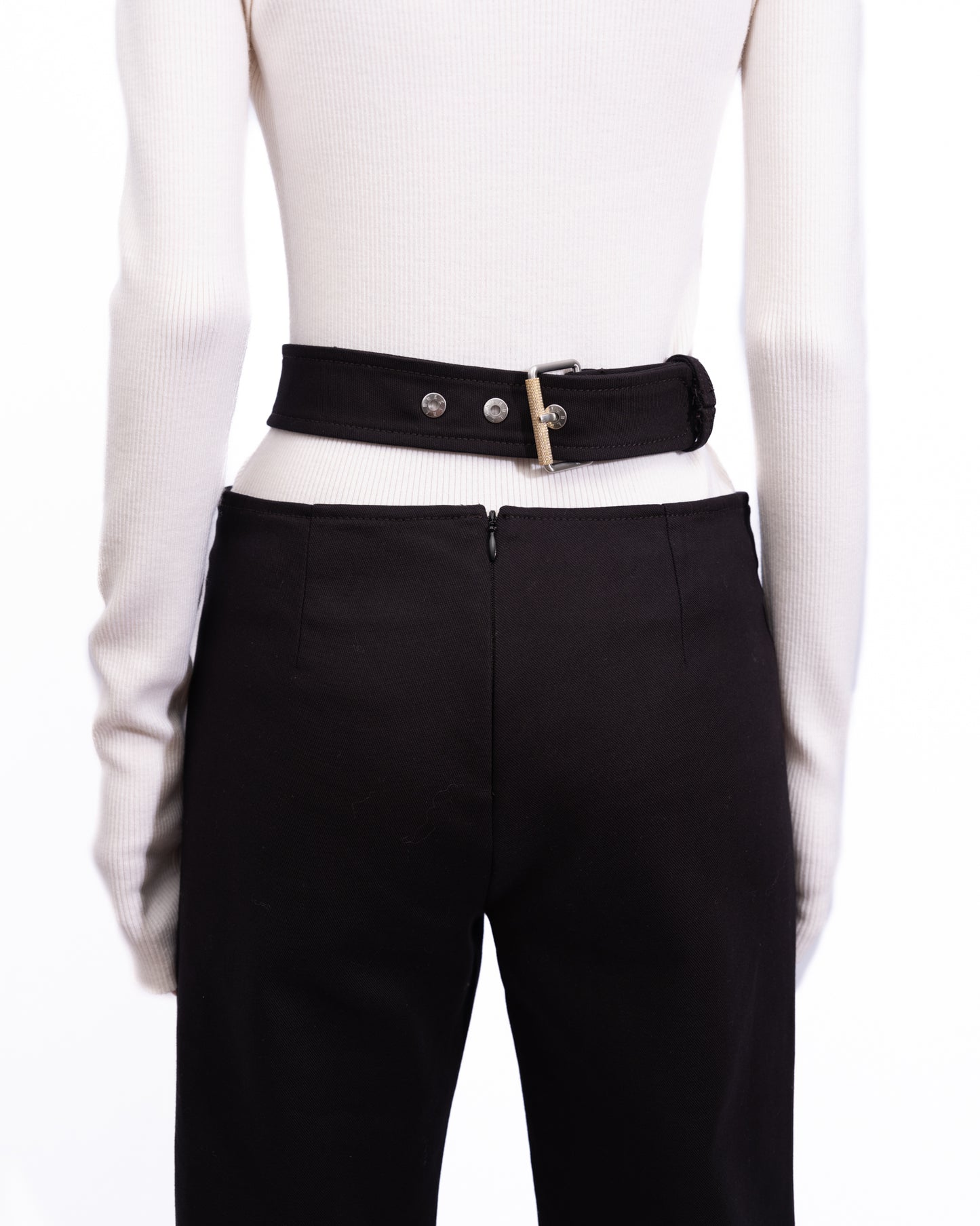 Dion Lee - Black Y-Front Buckle Trousers