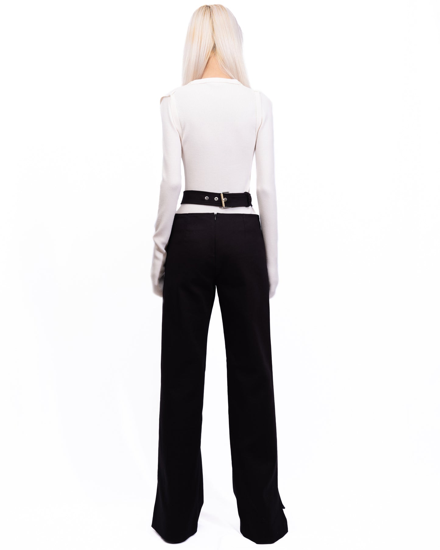 Dion Lee - Black Y-Front Buckle Trousers