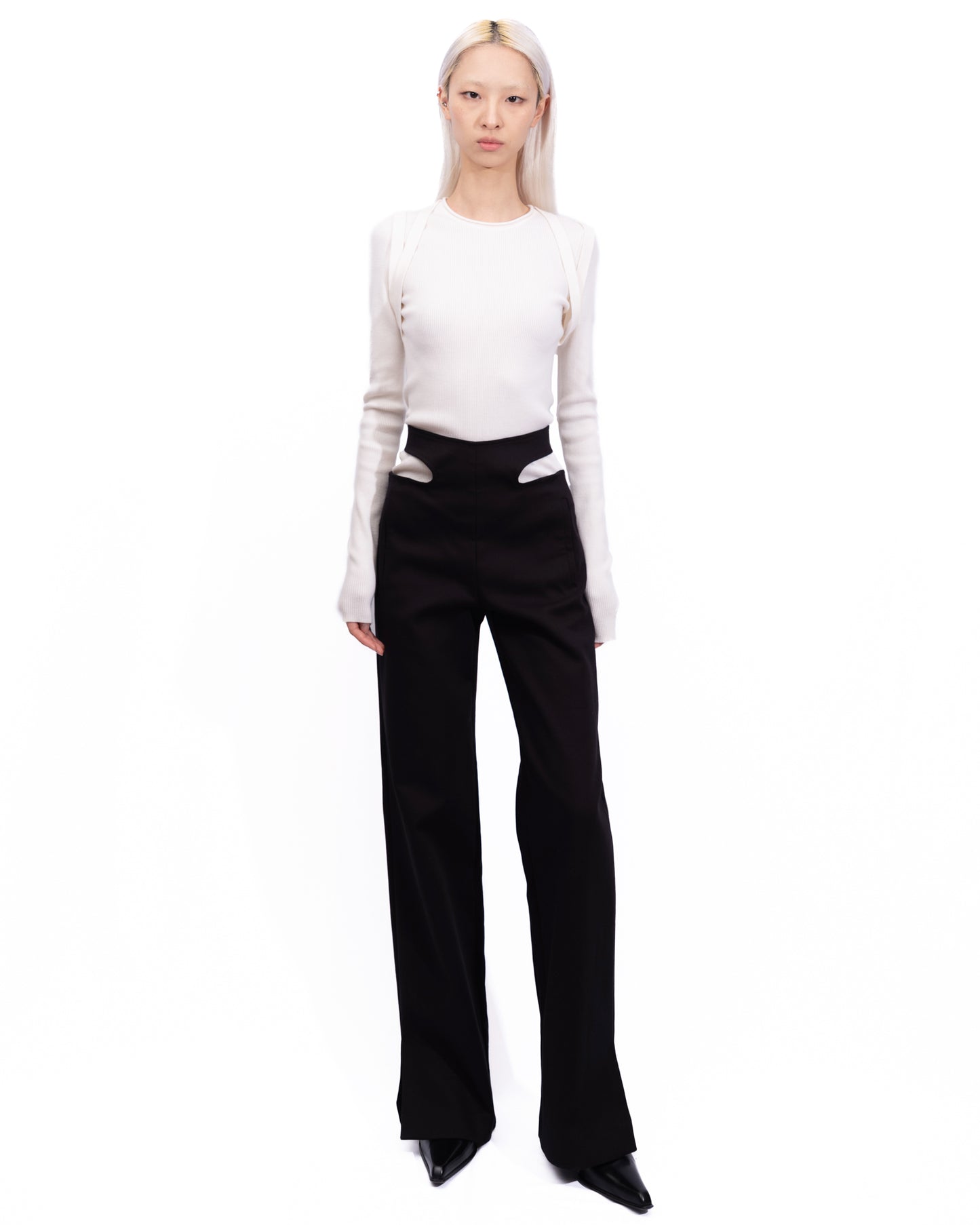 Dion Lee - Black Y-Front Buckle Trousers