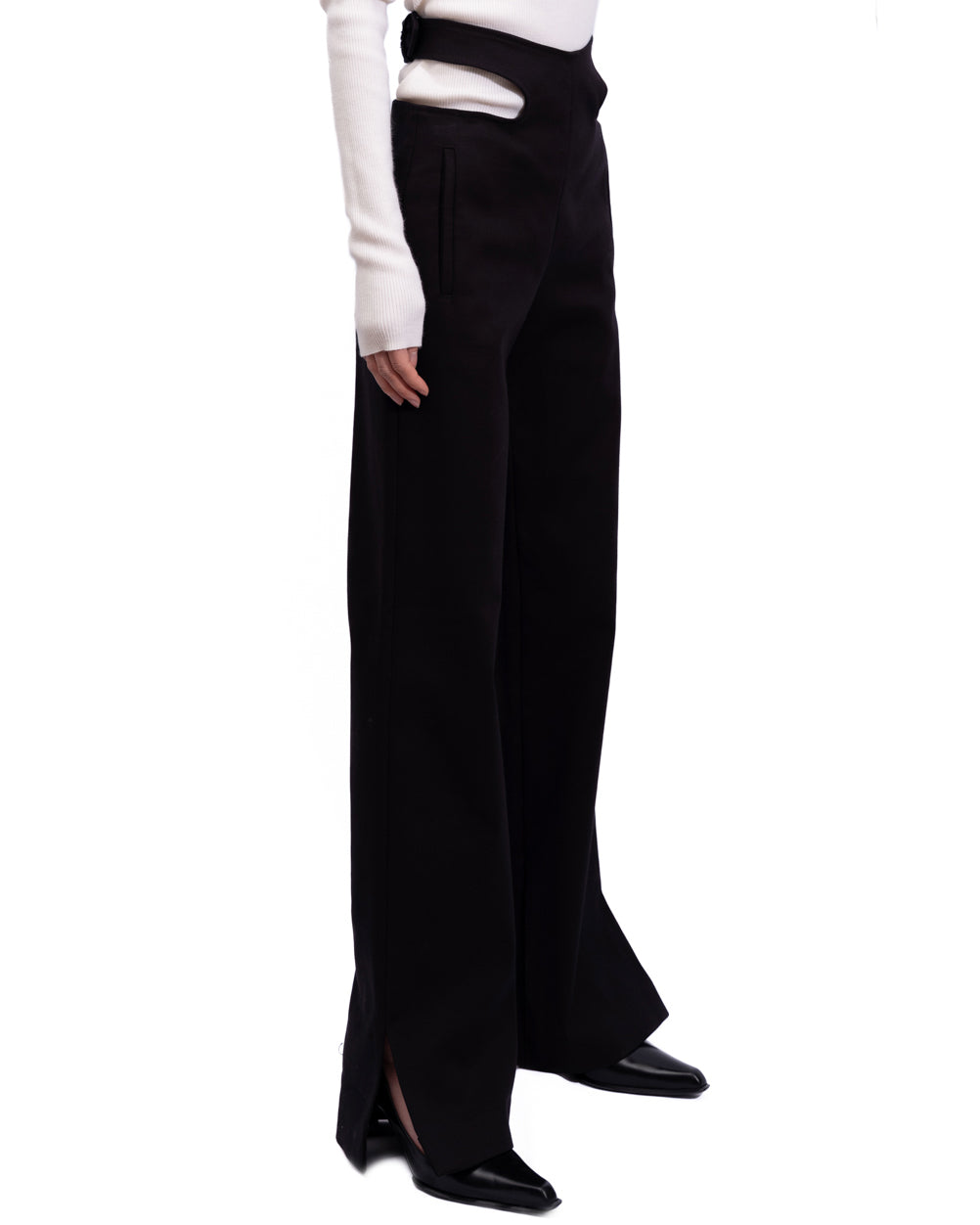 Dion Lee - Black Y-Front Buckle Trousers