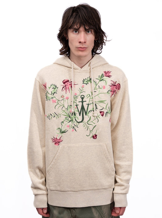 JW Anderson - Beige Floral-embroidered Hoodie