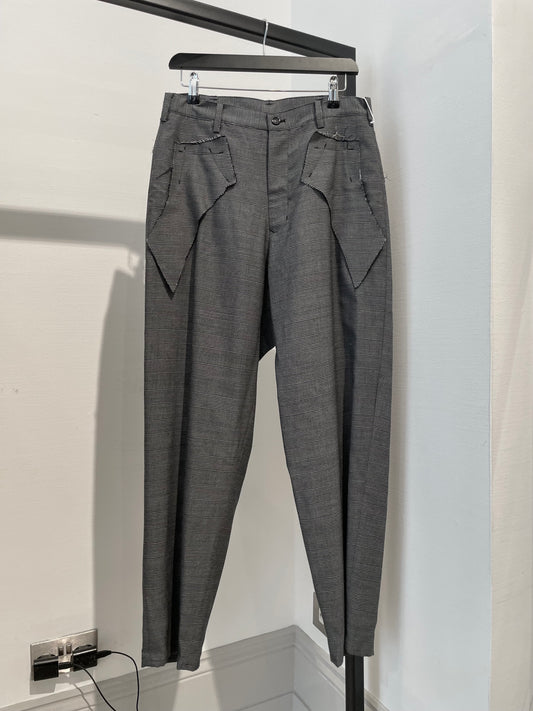 Sulvam Cut Finish Flap Pants - Light Grey