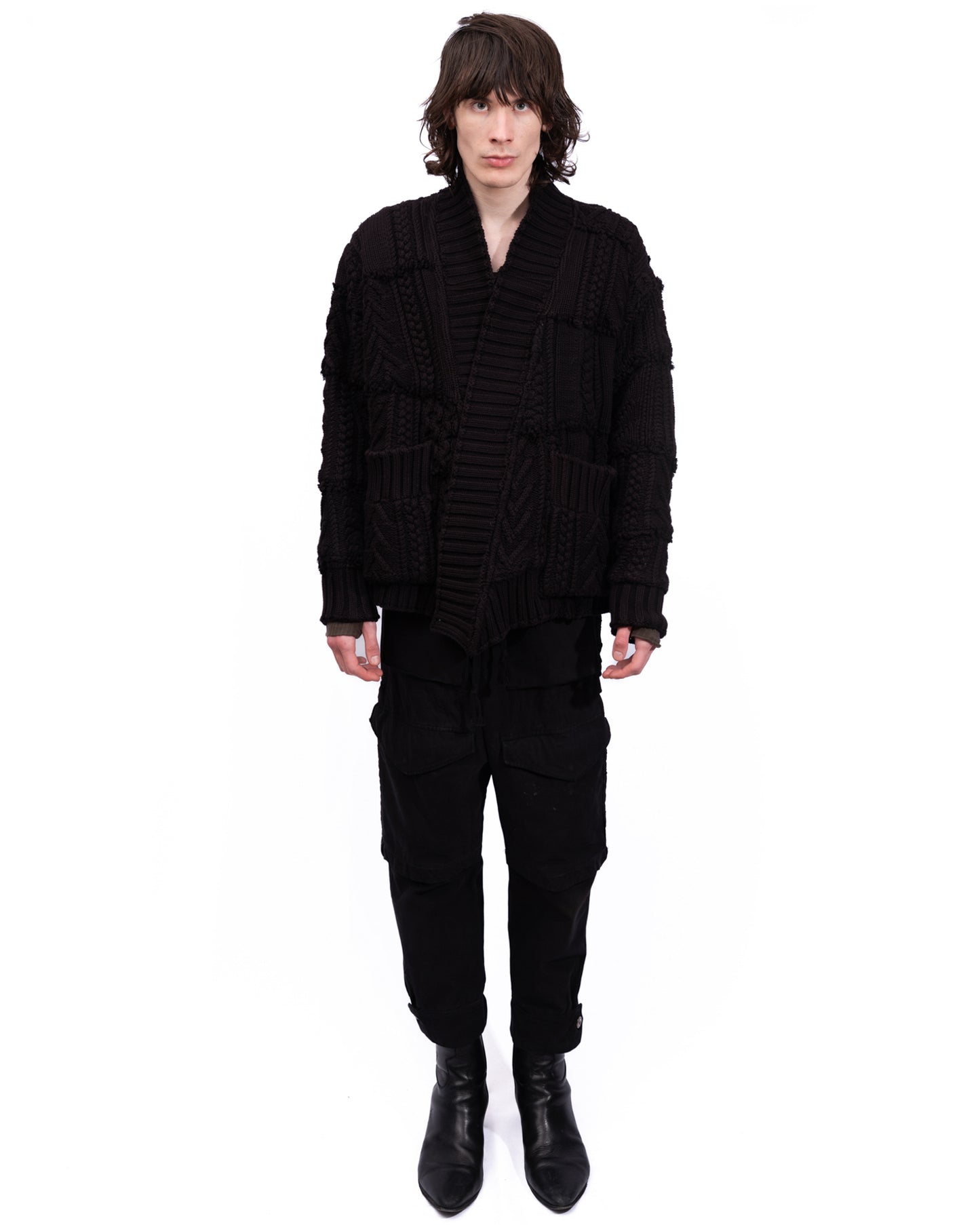 Greg Lauren - Fisherman Knit Sweater In Black