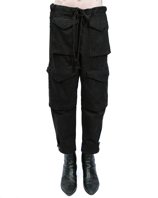 Greg Lauren - Black Cotton Tapered Trousers