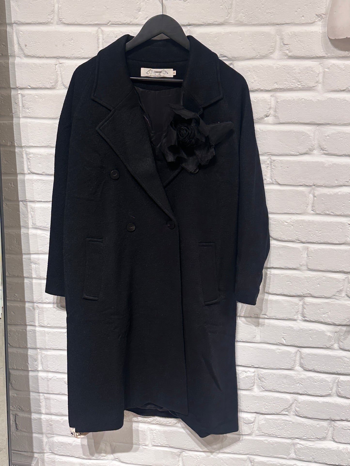 By Cookie H. Black Oversized Wool Coat
