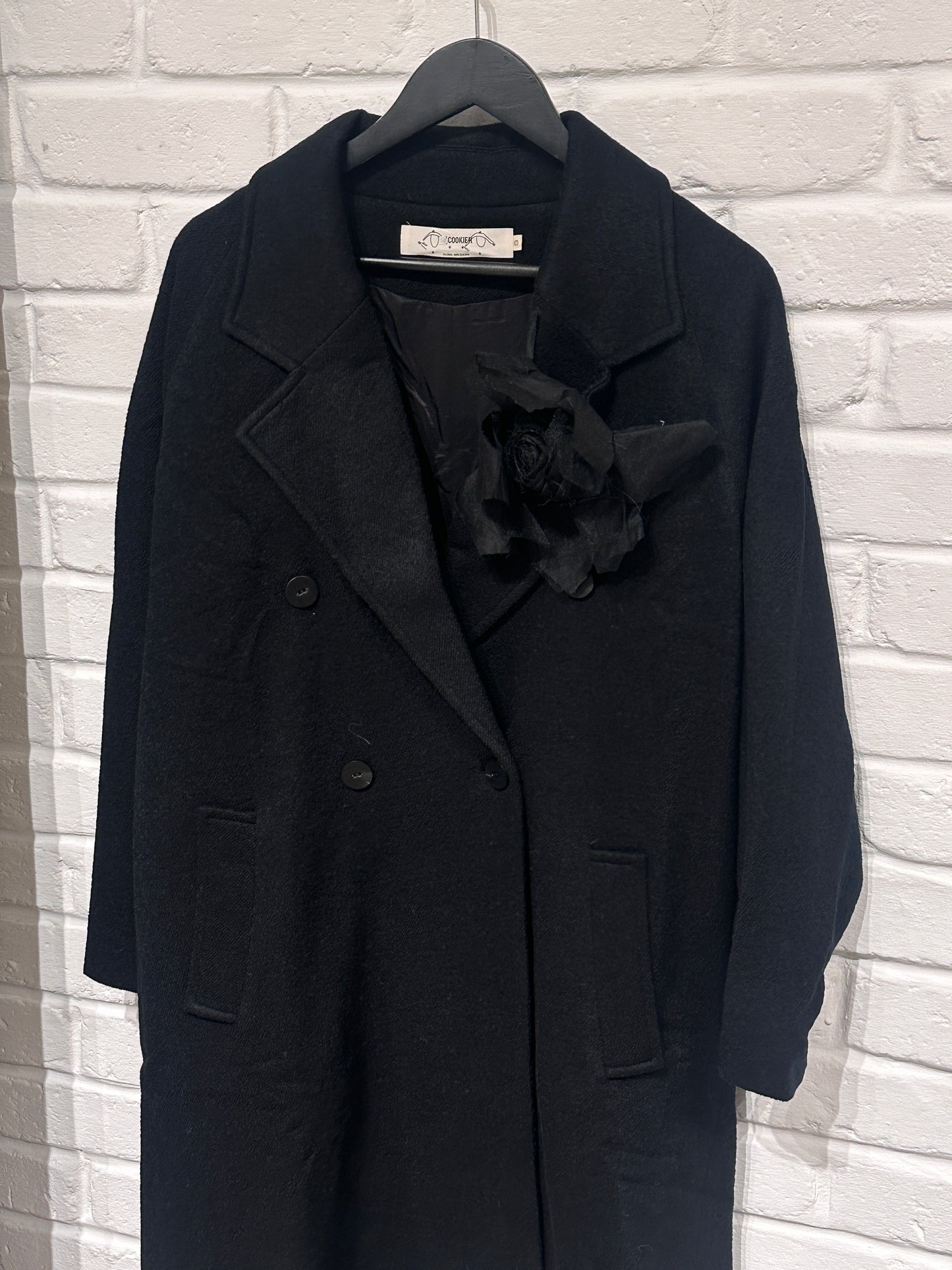By Cookie H. Black Oversized Wool Coat