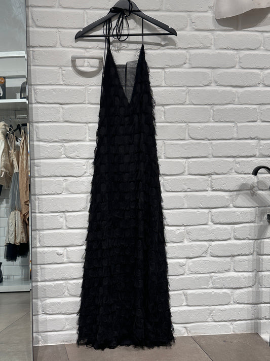 By Cookie H. Deep-neck Backless Halter Dress