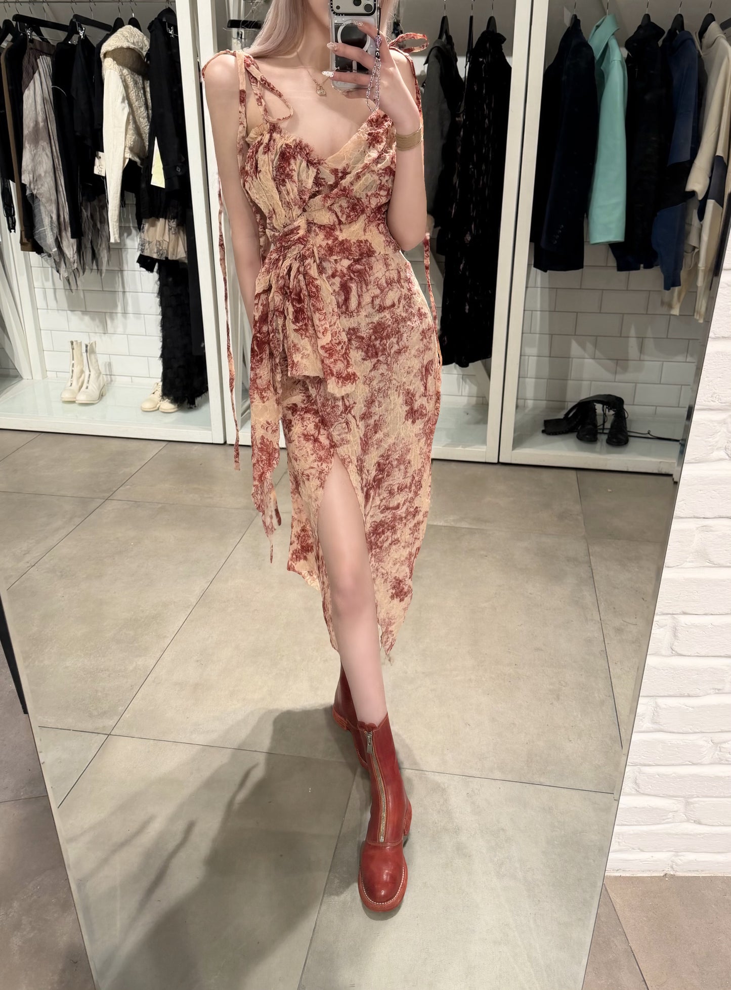 By Cookie H. Red Floral-Detailed Dress