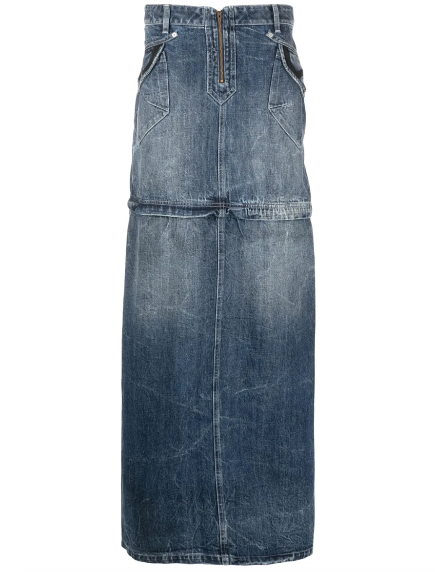 Martine Rose Slit-Detailed Denim Skirt
