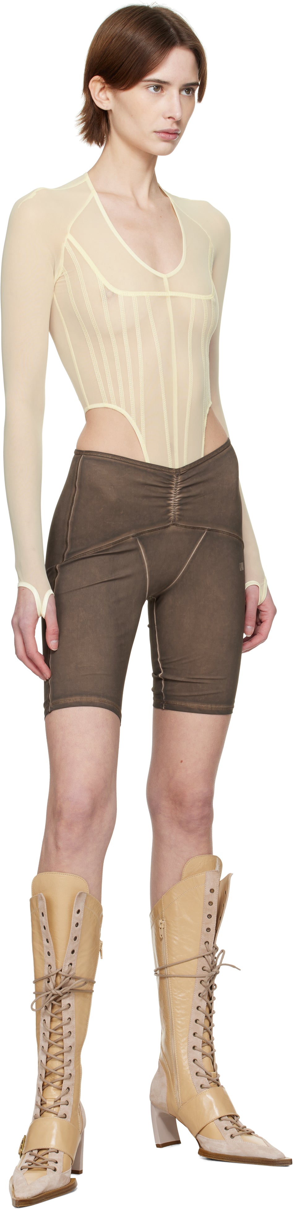 KNWLS Beige & Pink Serpent Boots