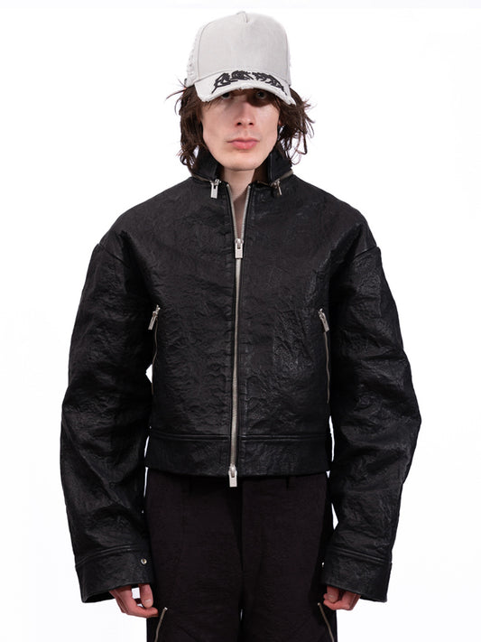 Heliot Emil - Black Stiff Faux-leather Jacket