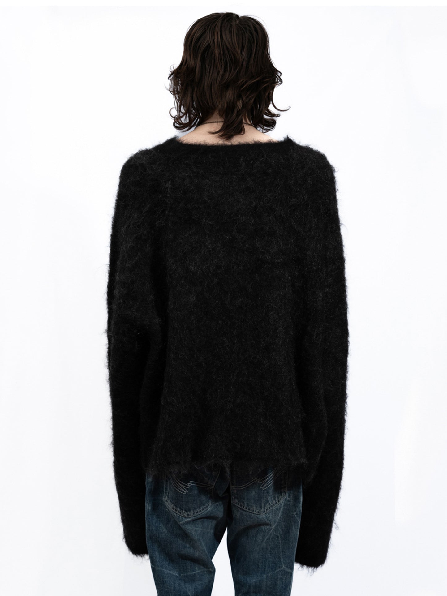 Martine Rose - Brushed Mohair Eros V-neck Jumper Black