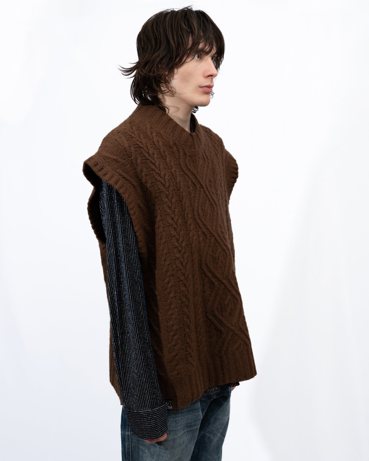 Martine Rose Brushed Mohair V-Neck Jumper - Burgundy Red