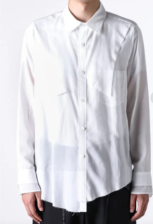 Sulvam Tencel Plastron Shirt - White