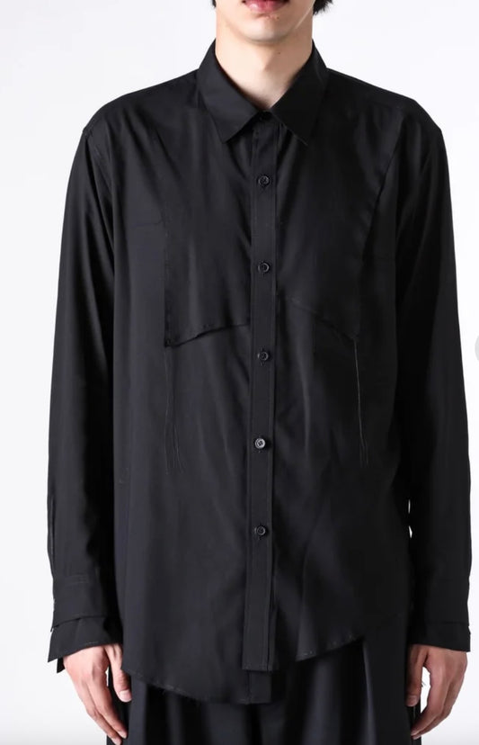 Sulvam Tencel Plastron Shirt - Black