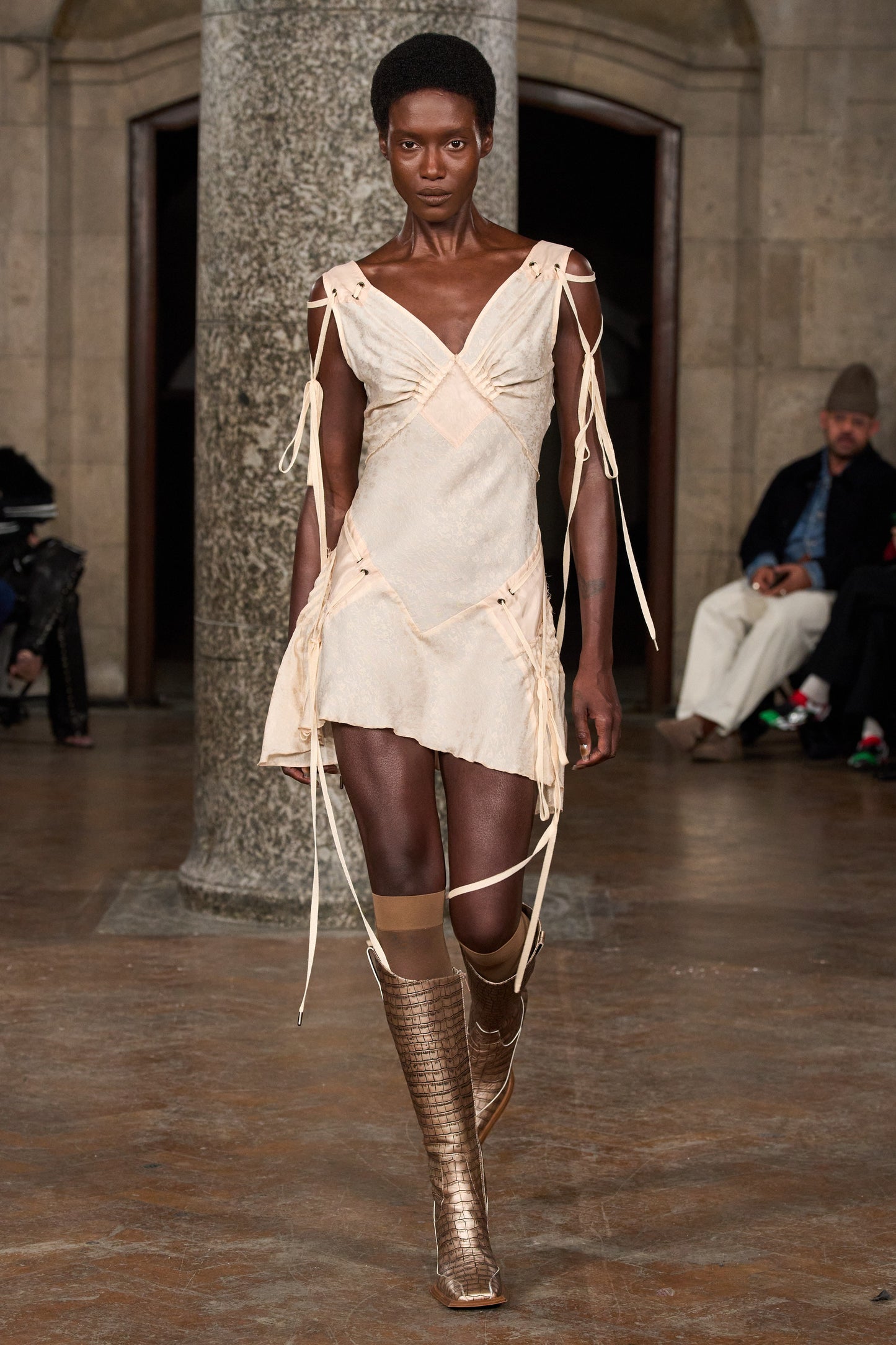 KNWLS Bias Cut Dress With Eyelets And Cords